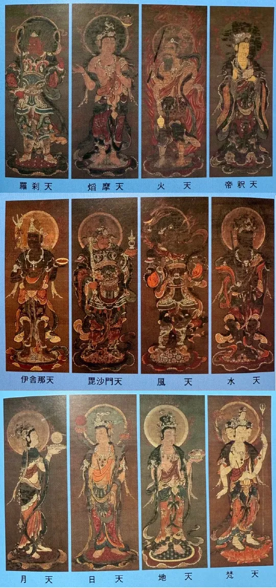 長福寺（岡山）｜絹本着色 十二天像図｜国指定重要文化財（南北朝時代 増吽）
